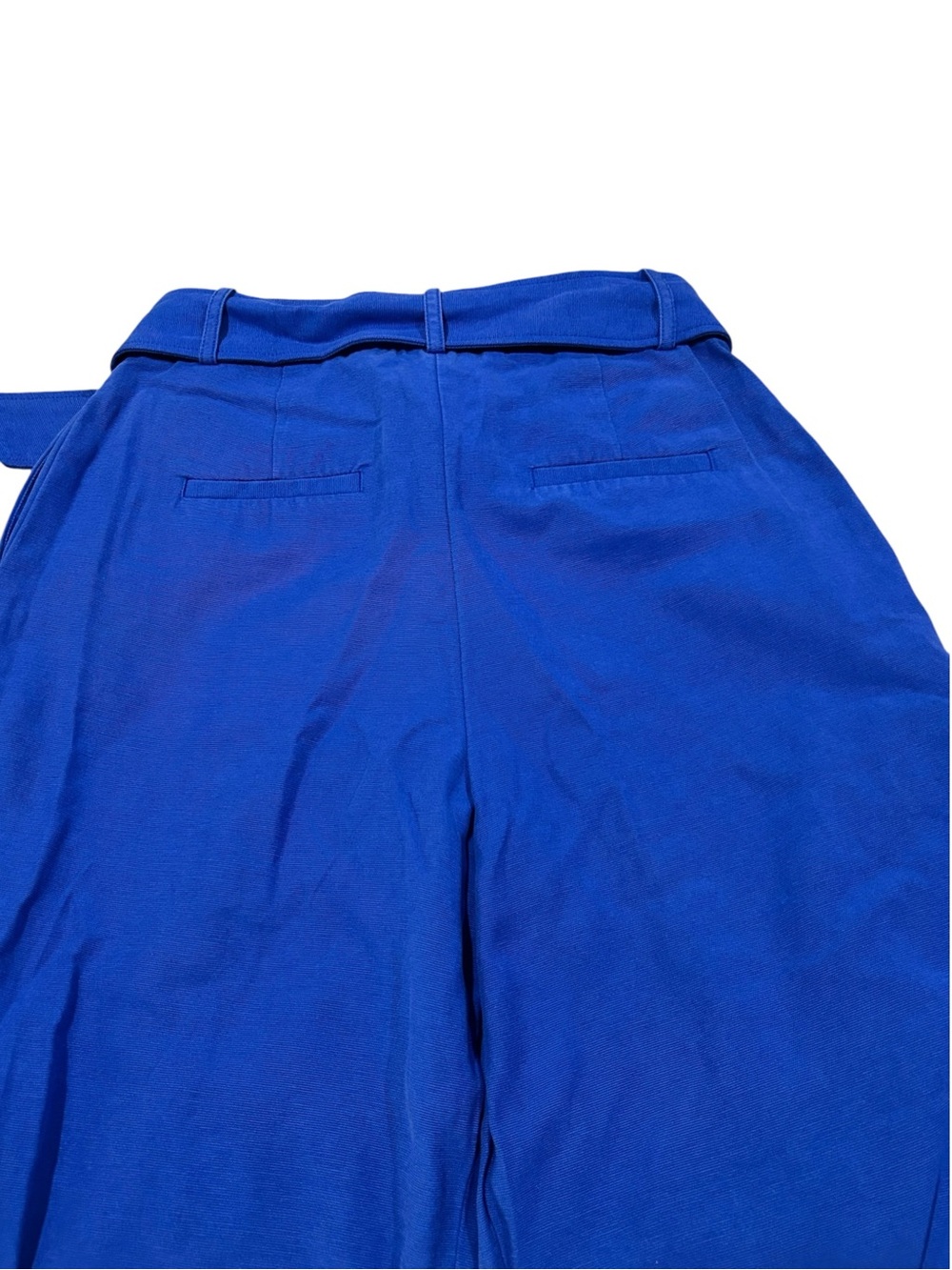 FARM Rio Wide Leg Tailored Blue Pant Size Small Belted Trousers High Rise - Picture 9 of 16